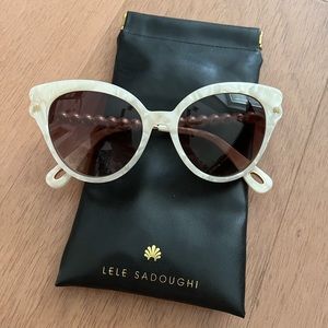 Lele sadoughi Chelsea Downtown cat eye sunglasses mother of pearl